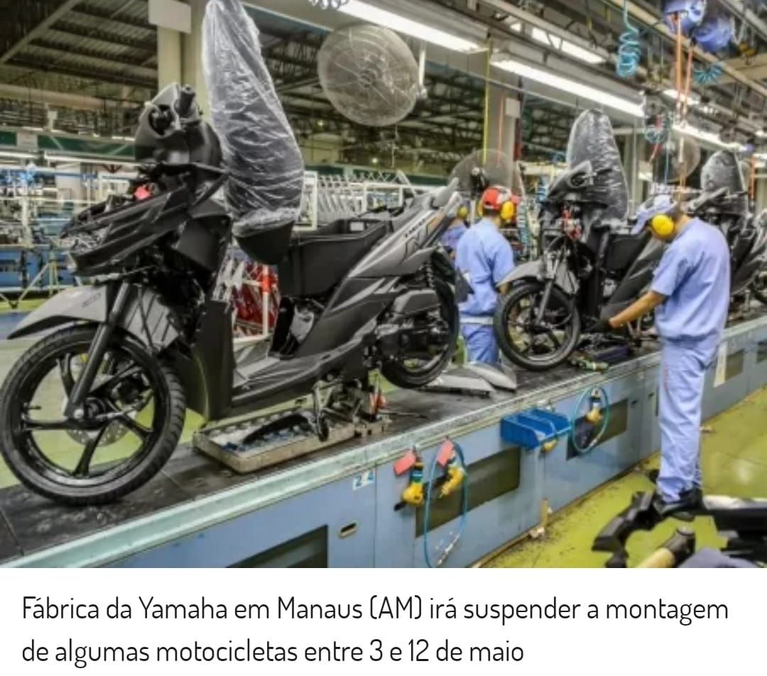 Yamaha vai paralisar - parcialmente a produo de motos por falta de insumos.